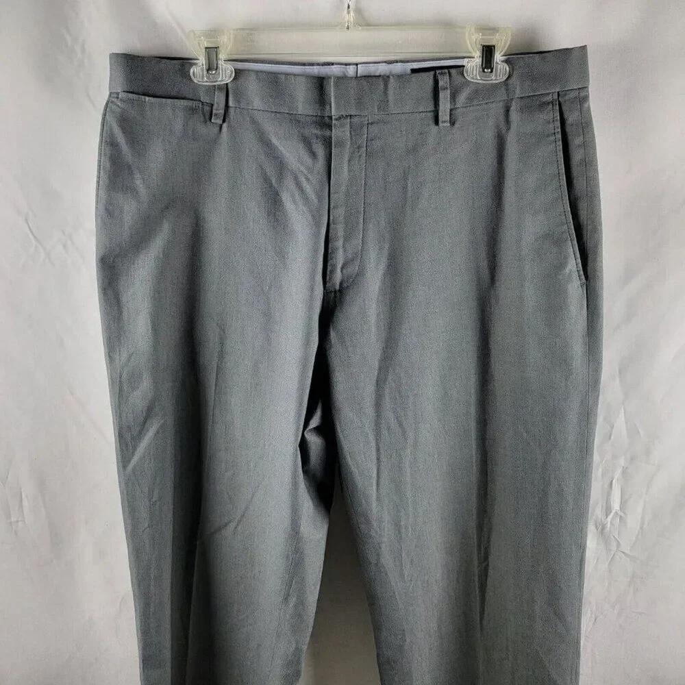 Banana Republic Dress Pants Mens 35x32 Gray Classic Fit Flat Front Cotton Blend